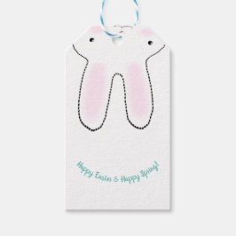 ハッピーイースターハッピー春キュートイースターバニーおもしろい ギフトタグ