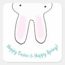 ハッピーイースターハッピー春キュートイースターバニーおもしろい スクエアシール