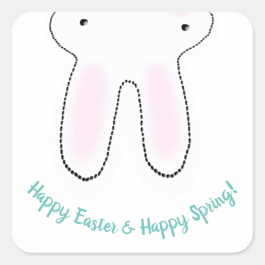 ハッピーイースターハッピー春キュートイースターバニーおもしろい スクエアシール (正面)