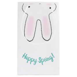 ハッピーイースターハッピー春キュートイースターバニーおもしろい スモールペーパーバッグ