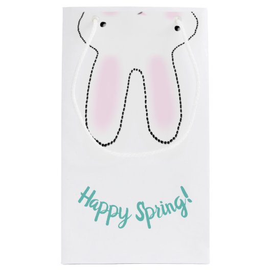 ハッピーイースターハッピー春キュートイースターバニーおもしろい スモールペーパーバッグ (裏面)