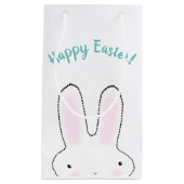 ハッピーイースターハッピー春キュートイースターバニーおもしろい スモールペーパーバッグ (正面)