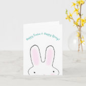 ハッピーイースターハッピー春キュートイースターバニーカスタム カード (黄色い花)