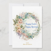 ハッピーイースターハッピー春スカイブルーフローラリース シーズンカード (正面)