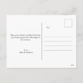 ハッピーイースターハッピー春スカイブルーフローラリース シーズンポストカード (裏面)