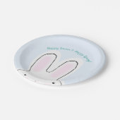 ハッピーイースターハッピー春ブルーかわいいイースターバニー ペーパープレート (アングル)