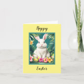 ハッピーイースターハワイアン熱帯ウサギ&エッグ カード (正面)
