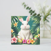 ハッピーイースターハワイアン熱帯ウサギ&エッグ カード (スタンド正面)