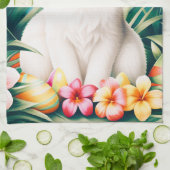 ハッピーイースターハワイアン熱帯ウサギ&エッグ キッチンタオル (折り畳み)