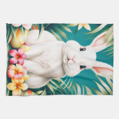ハッピーイースターハワイアン熱帯ウサギ&エッグ キッチンタオル (横)