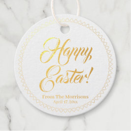 ハッピーイースターハートカスタムスクリプエレガントトchic フェイバータグ