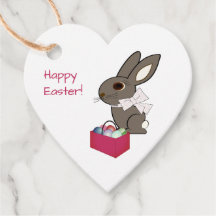ハッピーイースターハート型ギフトラベル