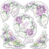 ハッピーイースターバイオレット花模様 シール (正面)