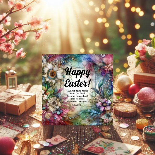 ハッピーイースターバイブル聖句の水の色フローラ シーズンカード