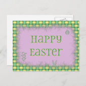ハッピーイースターバスケット織りオン薄紫 シーズンポストカード (正面/裏面)