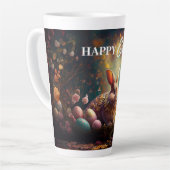 ハッピーイースターバニーとイースターエッグ カフェラテマグ (左アングル)