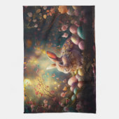 ハッピーイースターバニーとイースターエッグ キッチンタオル (縦)