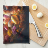 ハッピーイースターバニーとイースターエッグ キッチンタオル (四つ折り)