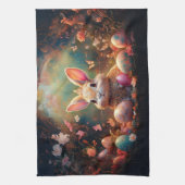 ハッピーイースターバニーとイースターエッグ キッチンタオル (縦)