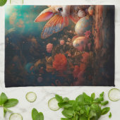 ハッピーイースターバニーとイースターエッグ キッチンタオル (折り畳み)