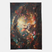 ハッピーイースターバニーとイースターエッグ キッチンタオル (縦)