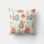 ハッピーイースターバニーとイースターエッグ クッション (正面)