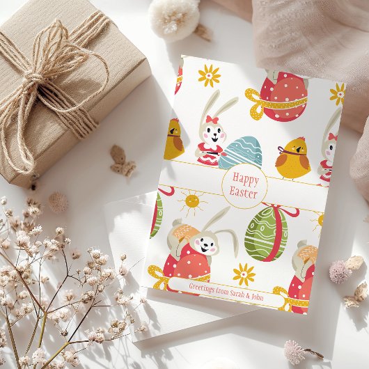 ハッピーイースターバニーとイースターエッグ シーズンカード
