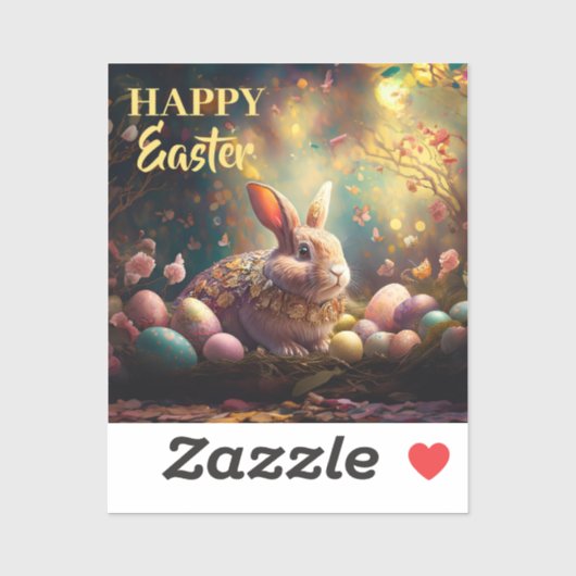 ハッピーイースターバニーとイースターエッグ シール (シート)