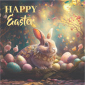 ハッピーイースターバニーとイースターエッグ シール (正面)