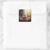 ハッピーイースターバニーとイースターエッグ スクエアシール (バッグ)