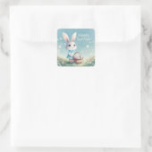 ハッピーイースターバニーとイースターエッグ スクエアシール (バッグ)