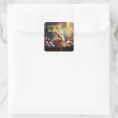 ハッピーイースターバニーとイースターエッグ スクエアシール (バッグ)