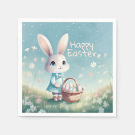 ハッピーイースターバニーとイースターエッグ スタンダードカクテルナプキン