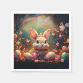ハッピーイースターバニーとイースターエッグ スタンダードカクテルナプキン