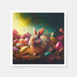 ハッピーイースターバニーとイースターエッグ スタンダードカクテルナプキン