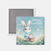 ハッピーイースターバニーとイースターエッグ マグネット (正面/裏面)
