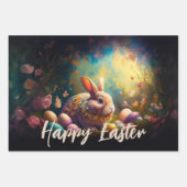 ハッピーイースターバニーとイースターエッグ ラッピングペーパーシート (正面2)