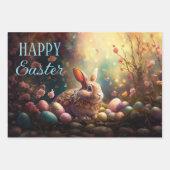 ハッピーイースターバニーとイースターエッグ ラッピングペーパーシート (正面)