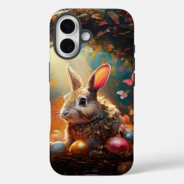 ハッピーイースターバニーとイースターエッグ iPhone 16ケース