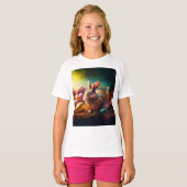 ハッピーイースターバニーとイースターエッグ Tシャツ (正面フル)