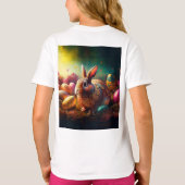 ハッピーイースターバニーとイースターエッグ Tシャツ (裏面)