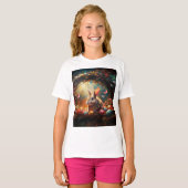 ハッピーイースターバニーとイースターエッグ Tシャツ (正面フル)