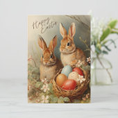 ハッピーイースターバニーとイースター卵バスケット シーズンカード (スタンド正面)