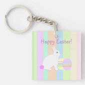 ハッピーイースターバニーとエッグストライプオン キーホルダー (正面)