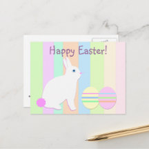 ハッピーイースターバニーとエッグストライプオン