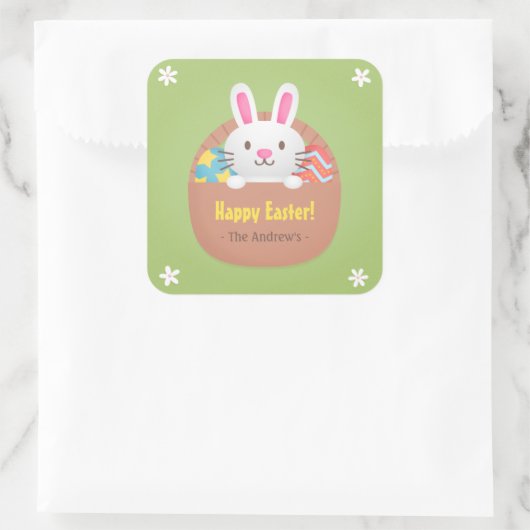 ハッピーイースターバニーとエッグパーティーデコールシール スクエアシール (バッグ)