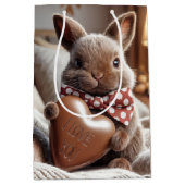 ハッピーイースターバニーとチョコレートハート ミディアムペーパーバッグ (正面)