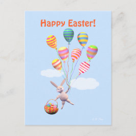 ハッピーイースターバニーとバルーン シーズンポストカード