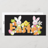 ハッピーイースターバニーとヒック背景 シーズンカード (正面/裏面)