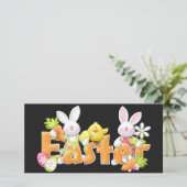 ハッピーイースターバニーとヒック背景 シーズンカード (スタンド正面)